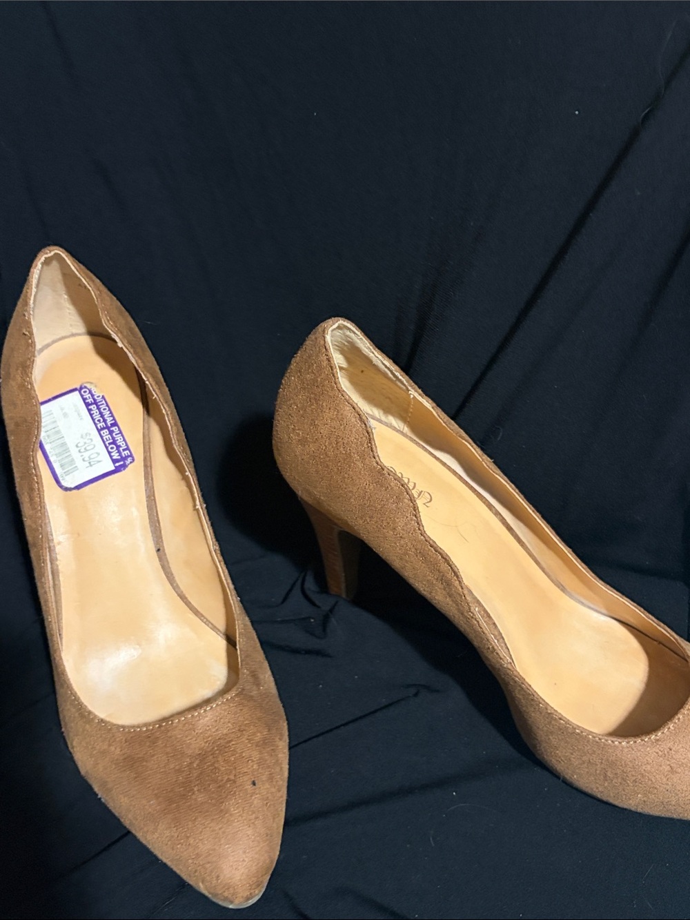 Crown Vintage Tan Suede Pointed-Toe Pumps